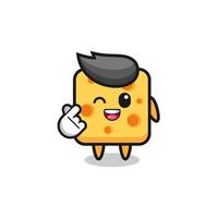 cheese character doing Korean finger heart vector