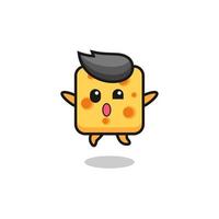 cheese character is jumping gesture vector