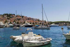 HVAR, CROATIA, JULY 1, 2014 - Boats at marina in Hvar, Croatia. Hvar is one of the most popular and most visited destination in Croatia.