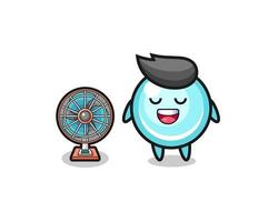 cute bubble is standing in front of the fan vector