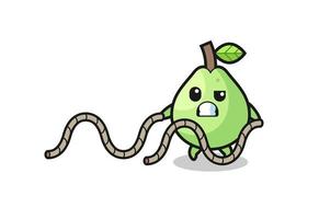 illustration of guava doing battle rope workout vector