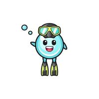 the bubble diver cartoon character vector