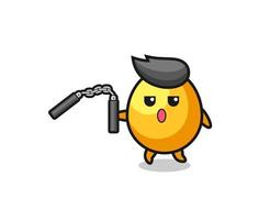 cartoon of golden egg using nunchaku vector