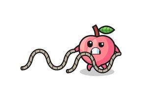 illustration of peach doing battle rope workout vector