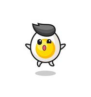 boiled egg character is jumping gesture vector