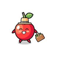 cherry herbalist character searching a herbal vector