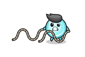 illustration of bubble doing battle rope workout vector