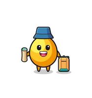 golden egg mascot character as hiker vector