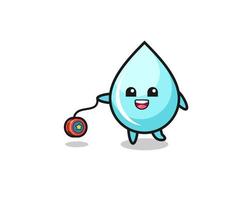 cartoon of cute water drop playing a yoyo vector