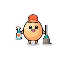 lindo personaje de huevo como mascota de servicios de limpieza vector