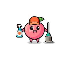 cute peach character as cleaning services mascot vector