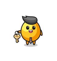 cute golden egg as a real estate agent mascot vector