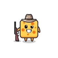 cheese hunter mascot holding a gun vector