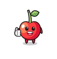 cherry mascot doing thumbs up gesture vector
