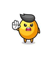 golden egg character doing stop gesture vector