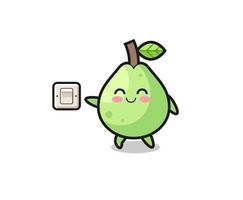 cartoon guava is turning off light vector