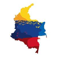 map with colombian flag vector