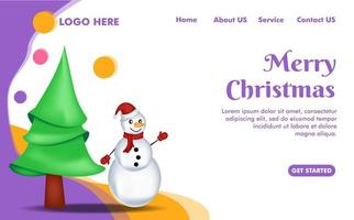 Landing page for christmas with santa clause and gift box vector