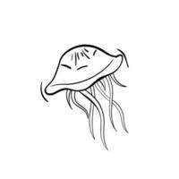 Black outline vector doodle cartoon jellyfish icon