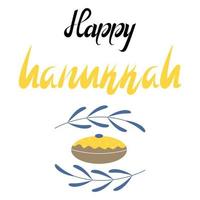 Jewish holiday.Lettering on a white background with a painted donut. vector