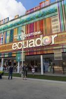 MILAN, ITALY, JUNE 1, 2015 - Unidentified people by the Ecuador Pavilion at EXPO 2015 in Milan, Italy. EXPO 2015 took place from 1 May to 31 October 2015. photo