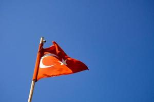 The waving flag of Turkey. photo
