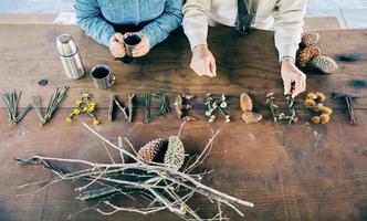 Senior couple with wanderlust word wrote over table photo