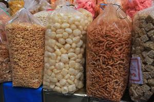 various dry foods in plastic bags photo