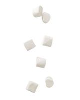 Marshmallow falling isolated on white background with clipping path photo