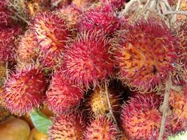 Vista superior del paisaje, textura de rambután por necesidad de fondo, enfoque selectivo foto