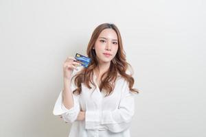 portrait beautiful Asian woman holding credit card photo