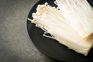 fresh enoki mushroom or golden needle mushrooms photo