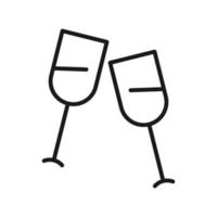 Two Glasses of champagne. Vector Illustration in a flat design