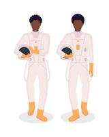 Astronauts semi flat color vector character set