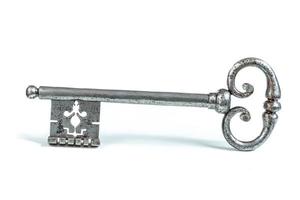 Antique ornate metal skeleton key. photo