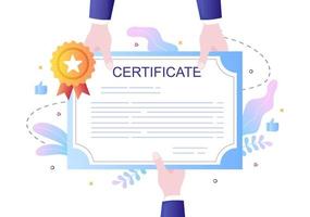 icono de documento de certificado con insignia de licencia, diploma y medalla para ilustración de vector de fondo de sitio web, cartel o folleto