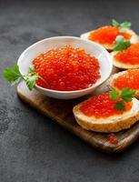 Sandwiches with red caviar photo