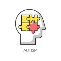 Autism color icon. Puzzled mind. Neurology and psychiatry. Children illness support. Different thinking. Asperger. Developmental disorder. Clinical psychology. Isolated vector illustration