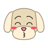 Maltese cute kawaii vector character. Dog with kissing muzzle. Animal with smiling eyes. Flushed domestic doggie. Funny emoji, sticker, emoticon. Isolated cartoon color illustration