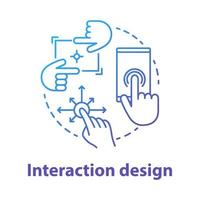 Interaction design concept icon. Mobile device software creative interface development idea thin line illustration. App graphics for better user experience. Vector isolated outline drawing