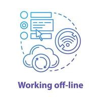 Working off-line concept icon. Software development tools idea thin line illustration. Failed synchronization, unpluag. No signal. Wifi connection error. Vector isolated outline drawing