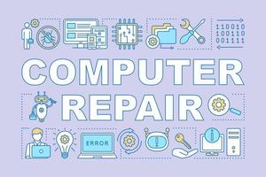 Computer repair word concepts banner. Operating system reinstall. Laptop refit. Presentation, website. Isolated lettering typography idea with linear icons. Vector outline illustration
