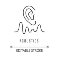 Acoustics linear icon. Sound transmission and hearing effect. Soundwave frequency, waveform generation. Thin line illustration. Contour symbol. Vector isolated outline drawing. Editable stroke