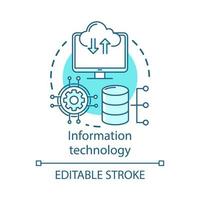 Information technology concept icon. Computer science. Structuring, storing, retrieving, and sending information idea thin line illustration. Vector isolated outline drawing. Editable stroke