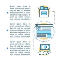 Volunteering article page vector template. Charity foundation website. Brochure, magazine, booklet design element with linear icons and text boxes. Print design. Concept illustrations with text space