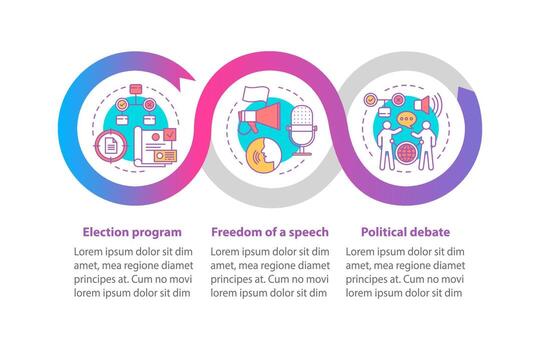 Election day vector infographic template. Business presentation design elements. Data visualization with three steps and options. Process timeline chart. Workflow layout with linear icons