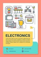 Electronics industry poster template layout. Appliance, technology production. Banner, booklet, leaflet print design with linear icons. Vector brochure page layouts for magazines, advertising flyers