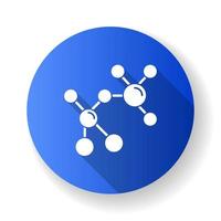Atom modeling blue flat design long shadow glyph icon. Crystal structure. Molecular ball and stick model. Organic chemistry elements. Scientific atom modeling. Vector silhouette illustration
