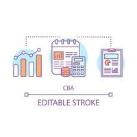 CBA concept icon. Corporate business accountability idea thin line illustration. Investment, profit, growth. Annual financial report. Accounting. Vector isolated outline drawing. Editable stroke