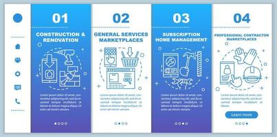 onboarding economía de demanda plantilla de vector de páginas web móviles. Idea de interfaz de sitio web de teléfono inteligente sensible con ilustraciones lineales. pantallas de pasos del tutorial de la página web del mercado. concepto de color